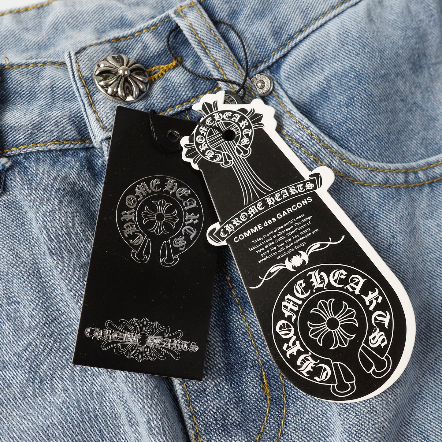 Chrome Hearts Cross Leather Patch Jeans 9957