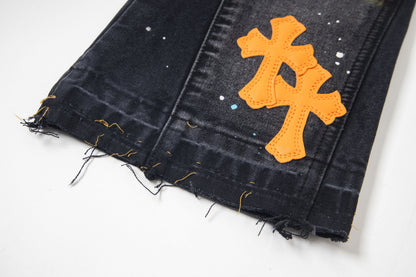 Chrome Hearts Gallery Dept Cross Patch Flare Denim Jeans 8176