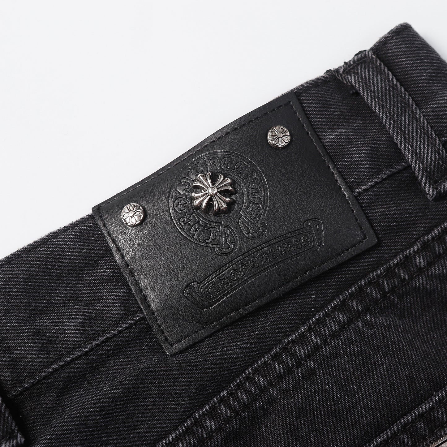Chrome Hearts Cross Patch Embroidered & Hand-Painted Denim Shorts 9927