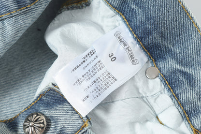 Chrome Hearts Vintage Cross Patchwork Washed Carpenter Denim Shorts 201