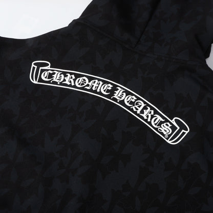 Chrome Hearts Black Tonal Monogram Scroll Horseshoe Logo Zip Up Hoodie 9818
