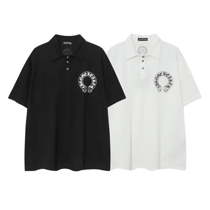 Chrome Hearts Horseshoe print lapel polo shirt 9995