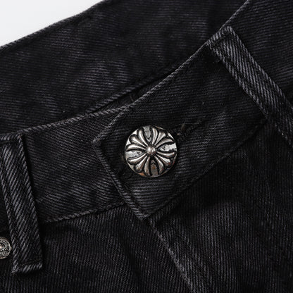 Chrome Hearts Cross Patch Embroidered & Hand-Painted Denim Shorts 9927