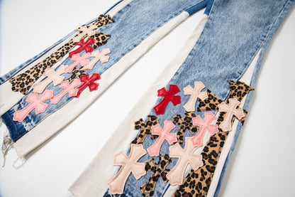 Chrome Hearts Gallery Dept Cross Patch Flare Denim Jeans 8186