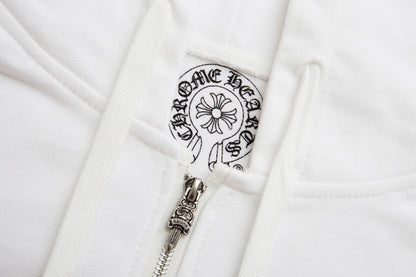 Chrome Hearts Letter Printed Long Cross Flower Arm Zipper Sweatshirt 5007