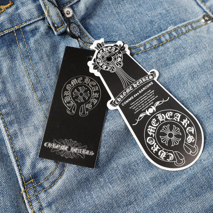 Chrome Hearts Cross Leather Patch Jeans 9961