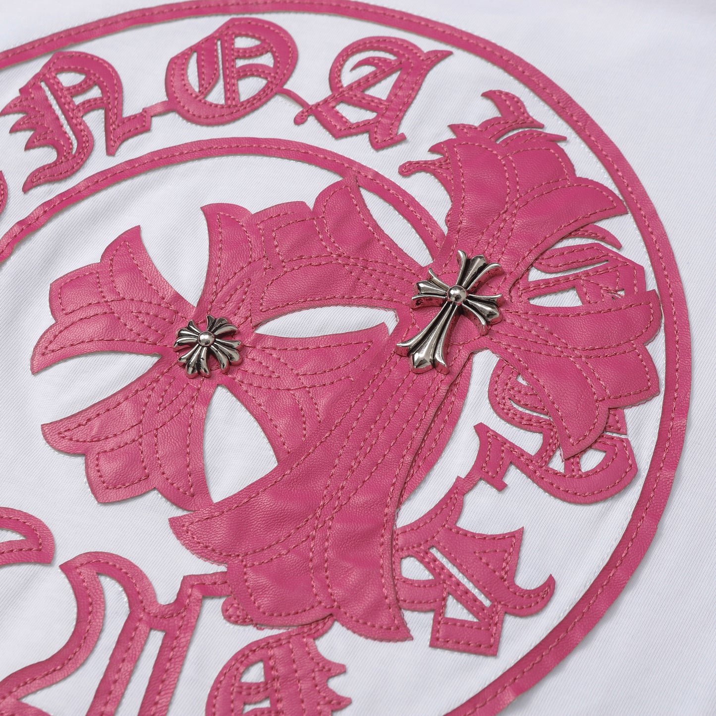 Chrome Hearts Fragmented Heart Cross Leather Tag Embroidered Shirt 2268