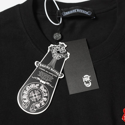Chrome Hearts Leather Accent Metal Cross/Horseshoe Graphic Tee 2266