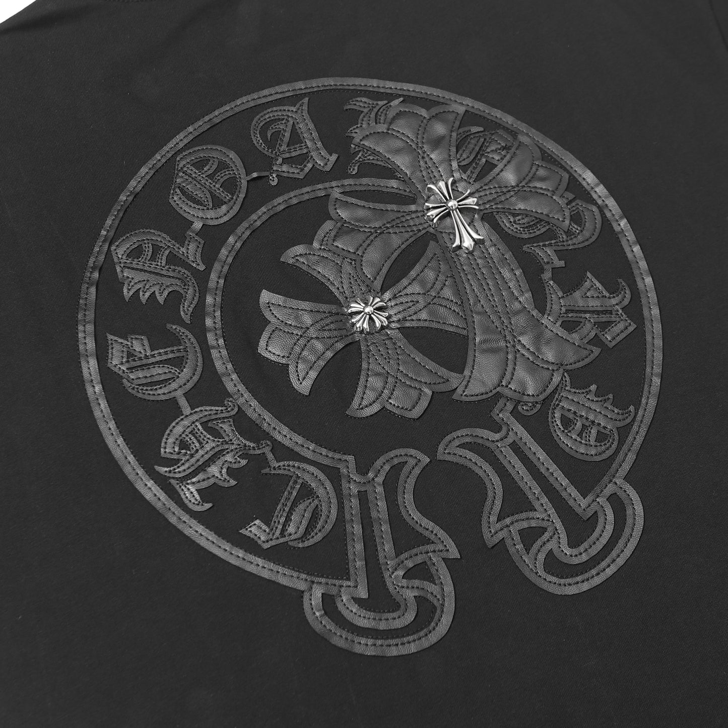 Chrome Hearts Fragmented Heart Cross Leather Tag Embroidered Shirt 2268