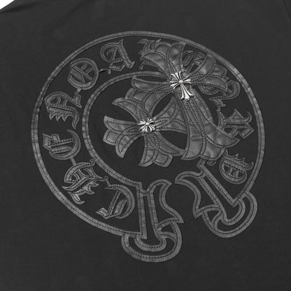 Chrome Hearts Fragmented Heart Cross Leather Tag Embroidered Shirt 2268