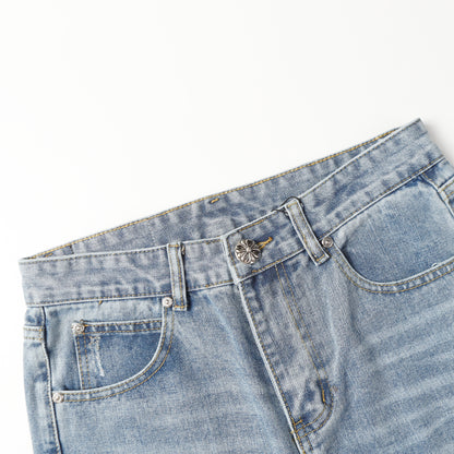 Chrome Hearts Cross Leather Patch Jeans 9961