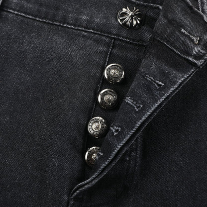 Chrome Hearts Grey jeans with colored crosshatch