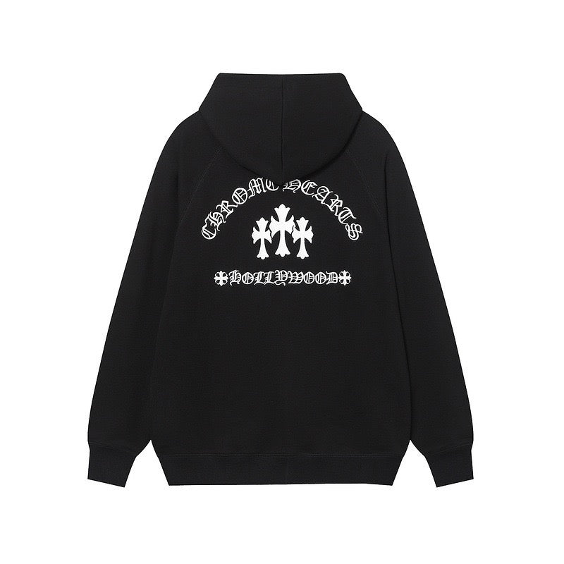 Chrome Hearts Triple Cross Script Sleeve Zip Up Hoodie 7019