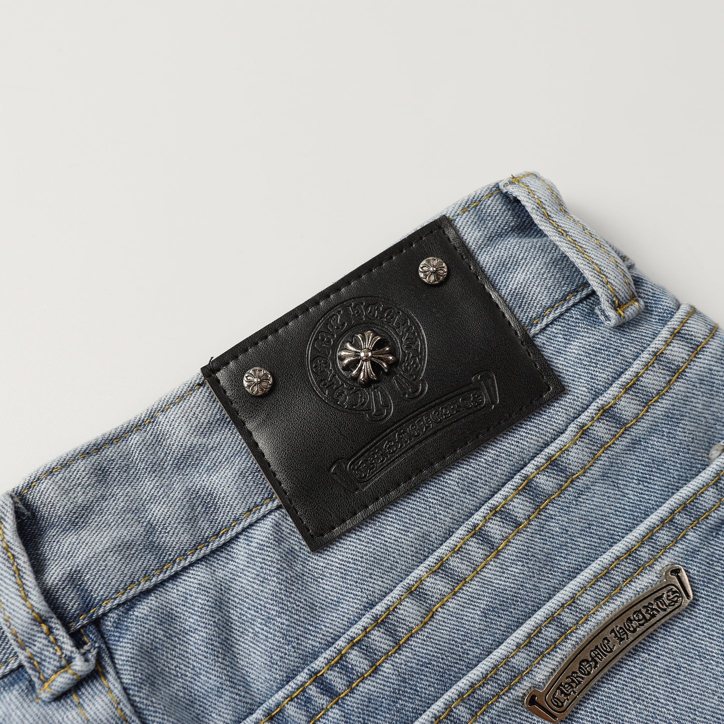 Chrome Hearts Cross Leather Patch Jeans 9957