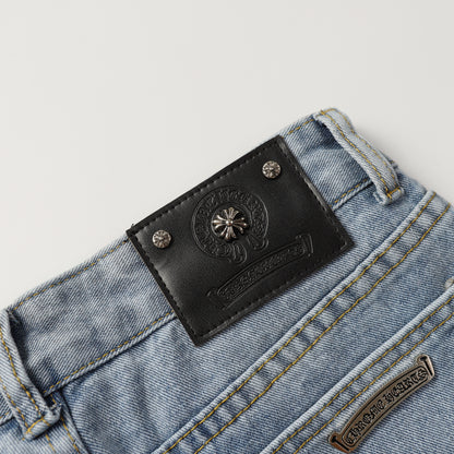 Chrome Hearts Cross Leather Patch Jeans 9957