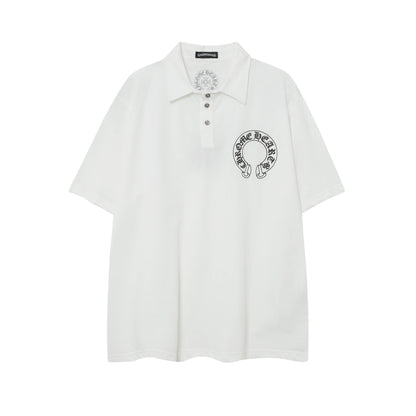 Chrome Hearts Horseshoe print lapel polo shirt 9995