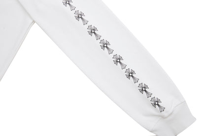 Chrome Hearts Letter Printed Long Cross Flower Arm Zipper Sweatshirt 5007