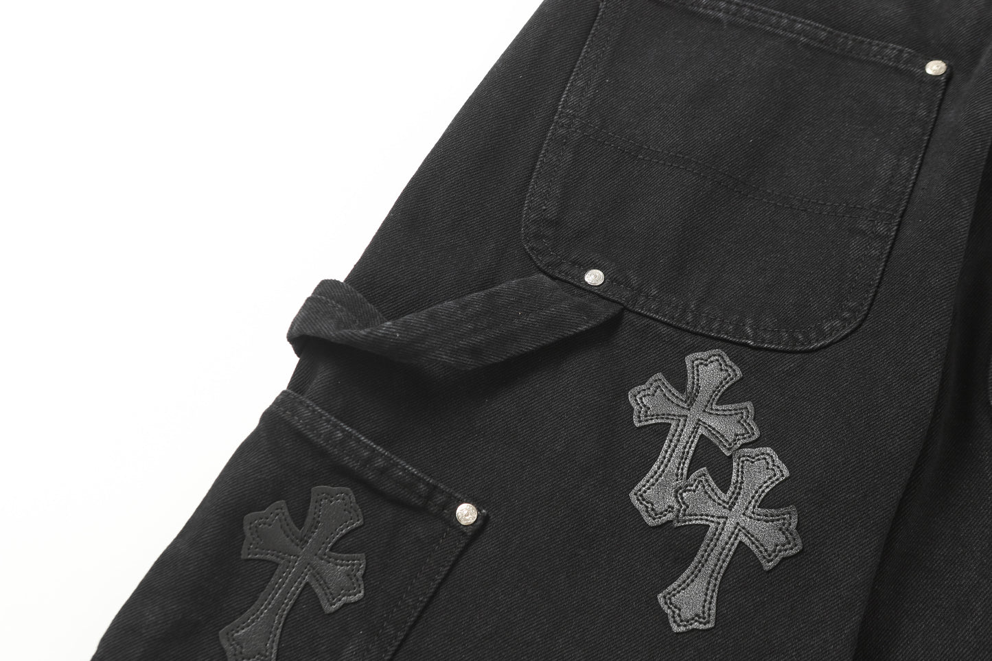 Chrome Hearts Vintage Cross Patchwork Washed Carpenter Denim Shorts 9902