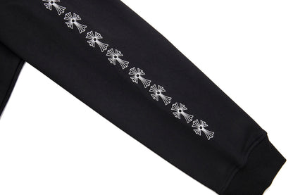 Chrome Hearts Letter Printed Long Cross Flower Arm Zipper Sweatshirt 5007