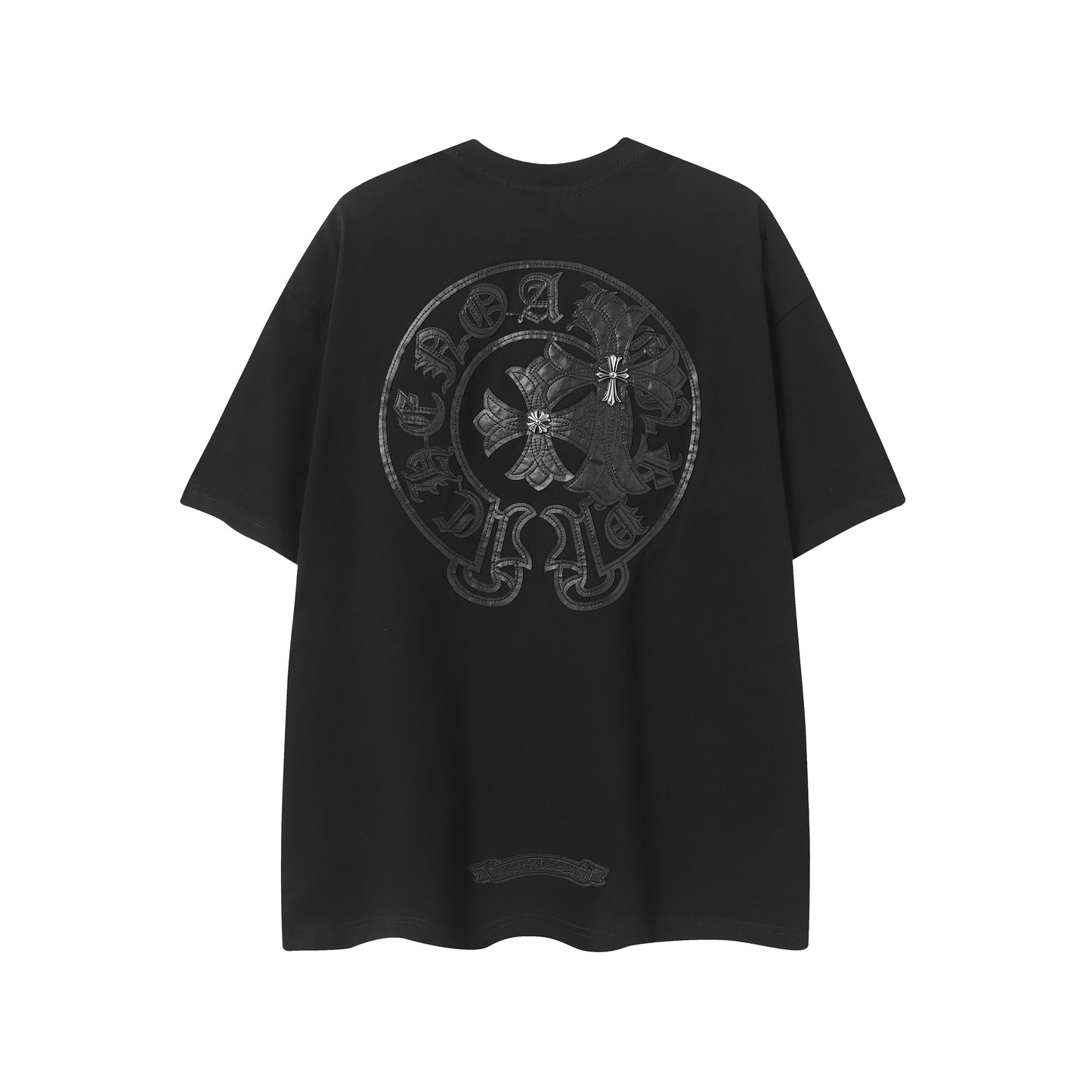 Chrome Hearts Fragmented Heart Cross Leather Tag Embroidered Shirt 2268