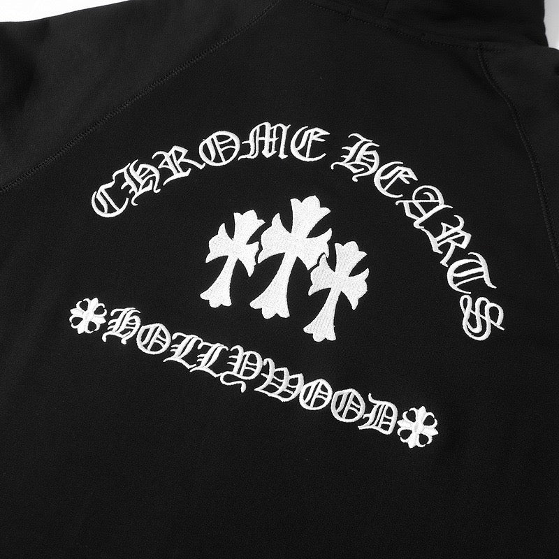 Chrome Hearts Triple Cross Script Sleeve Zip Up Hoodie 7019