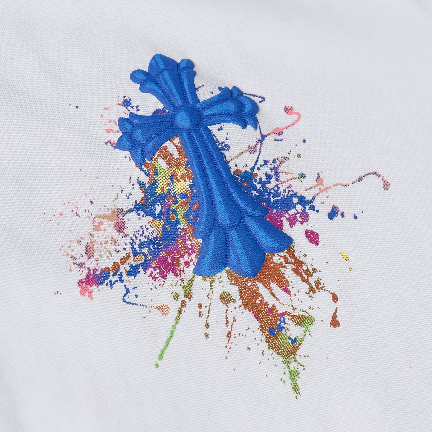 Chrome Hearts Horseshoe Graffiti Cross Colorful T-Shirt 2257