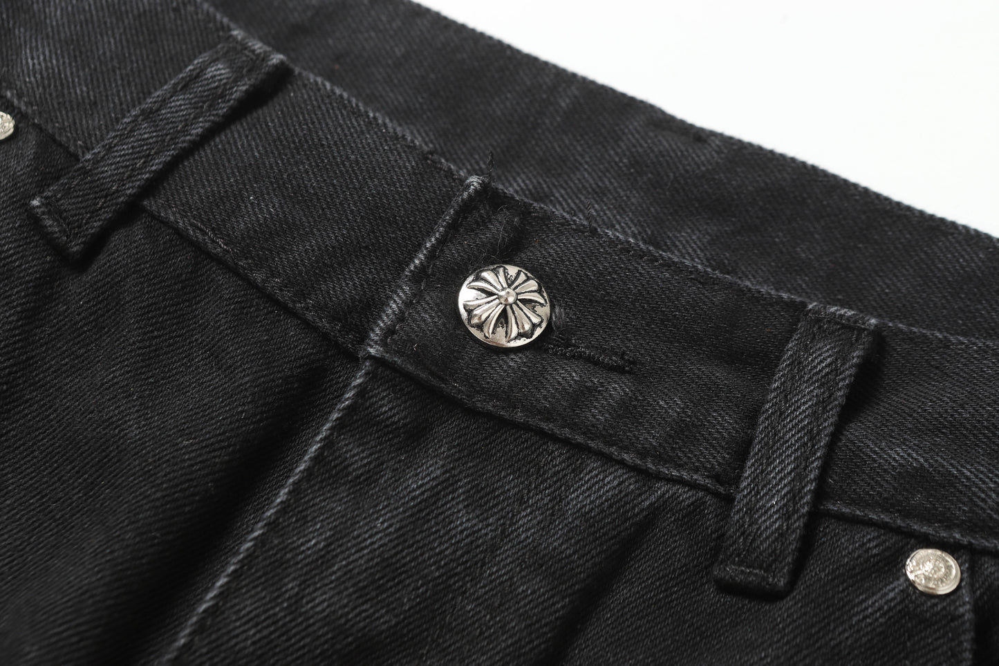 Chrome Hearts Vintage Cross Patchwork Washed Carpenter Denim Shorts 9902