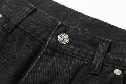 Chrome Hearts Vintage Cross Patchwork Washed Carpenter Denim Shorts 9902