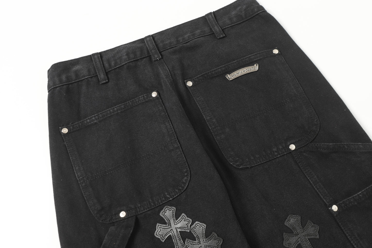 Chrome Hearts Vintage Cross Patchwork Washed Carpenter Denim Shorts 9902