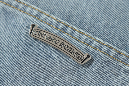 Chrome Hearts Vintage Cross Patchwork Washed Carpenter Denim Shorts 201