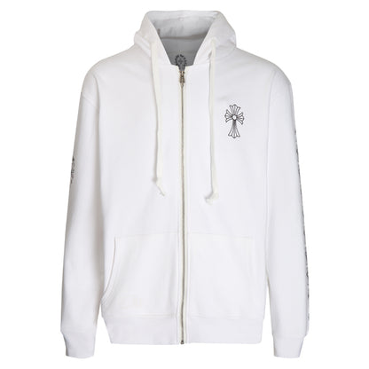 Chrome Hearts Letter Printed Long Cross Flower Arm Zipper Sweatshirt 5007