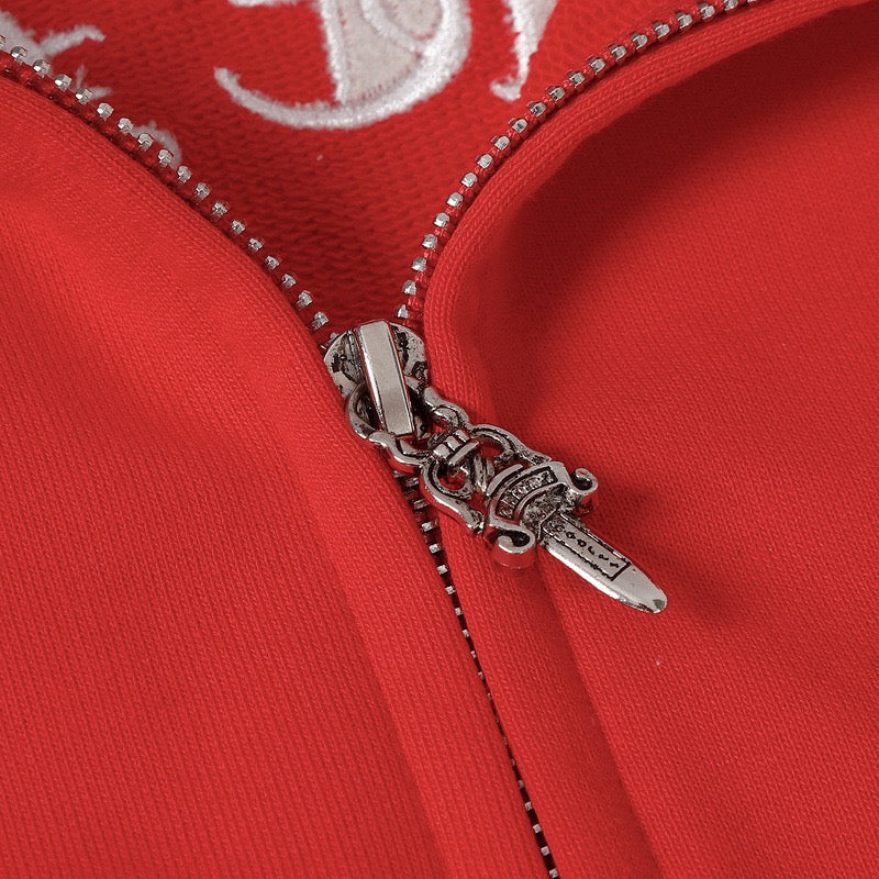 Chrome Hearts Triple Cross Script Sleeve Zip Up Hoodie 7019
