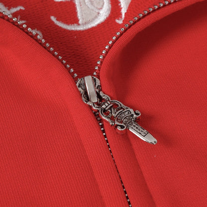 Chrome Hearts Triple Cross Script Sleeve Zip Up Hoodie 7019