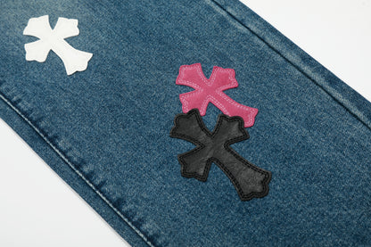 Chrome Hearts Limited edition colorful leather multi-color high street work jeans