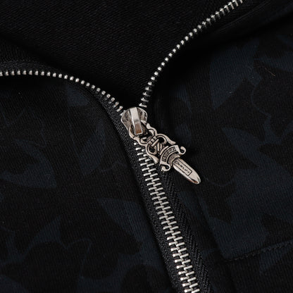 Chrome Hearts Black Tonal Monogram Scroll Horseshoe Logo Zip Up Hoodie 9818