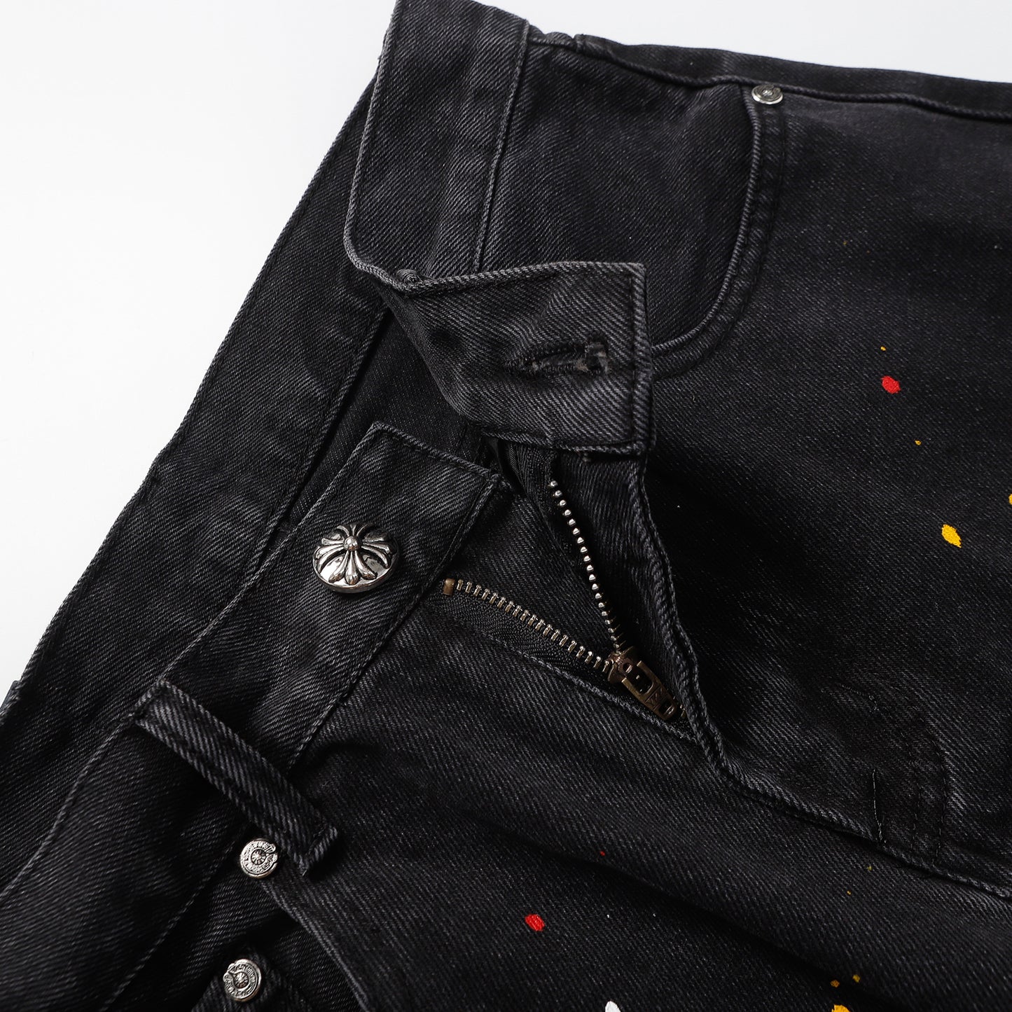 Chrome Hearts Cross Patch Embroidered & Hand-Painted Denim Shorts 9927