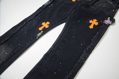 Chrome Hearts Gallery Dept Cross Patch Flare Denim Jeans 8176