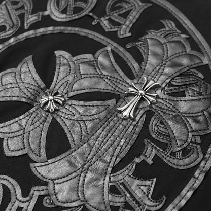Chrome Hearts Fragmented Heart Cross Leather Tag Embroidered Shirt 2268