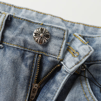Chrome Hearts Cross Leather Patch Jeans 9957