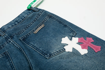 Chrome Hearts Limited edition colorful leather multi-color high street work jeans