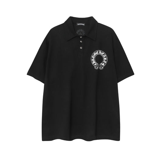 Chrome Hearts Horseshoe print lapel polo shirt 9995