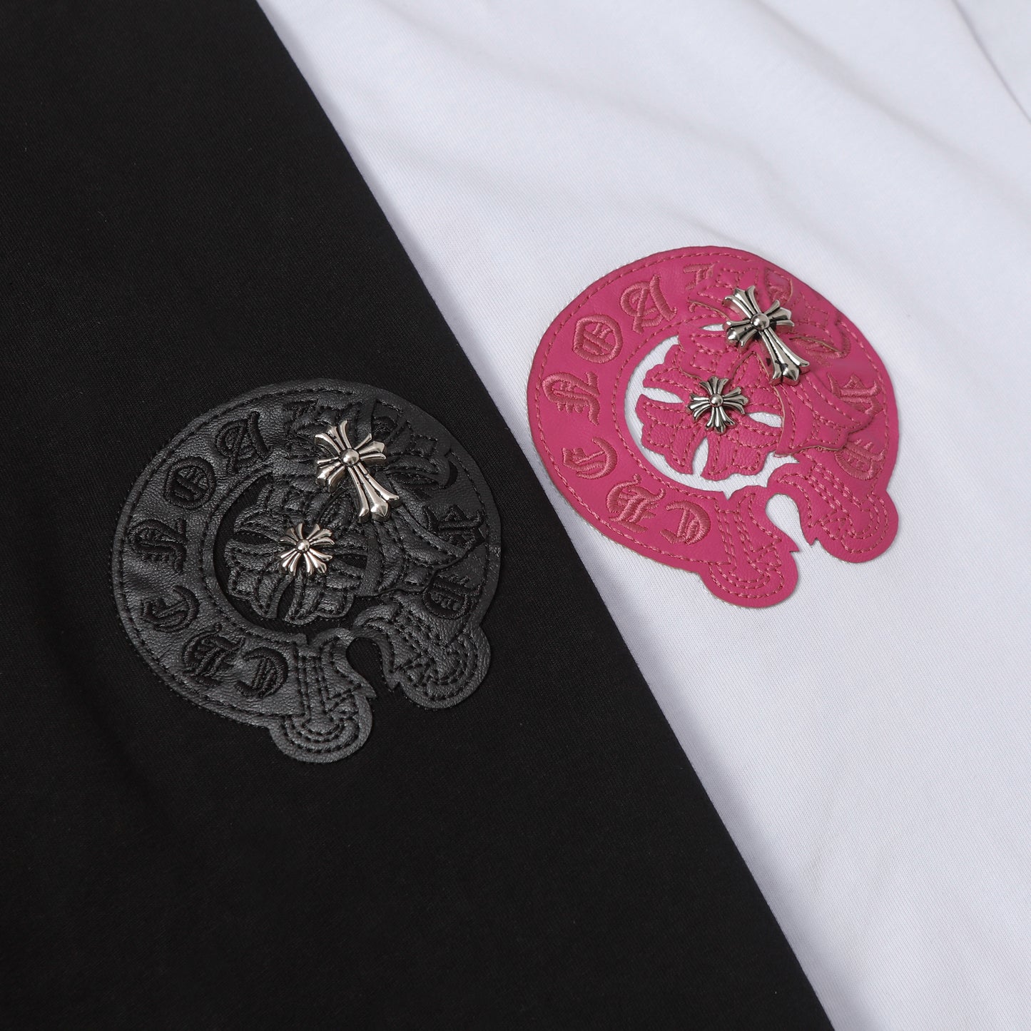 Chrome Hearts Fragmented Heart Cross Leather Tag Embroidered Shirt 2268