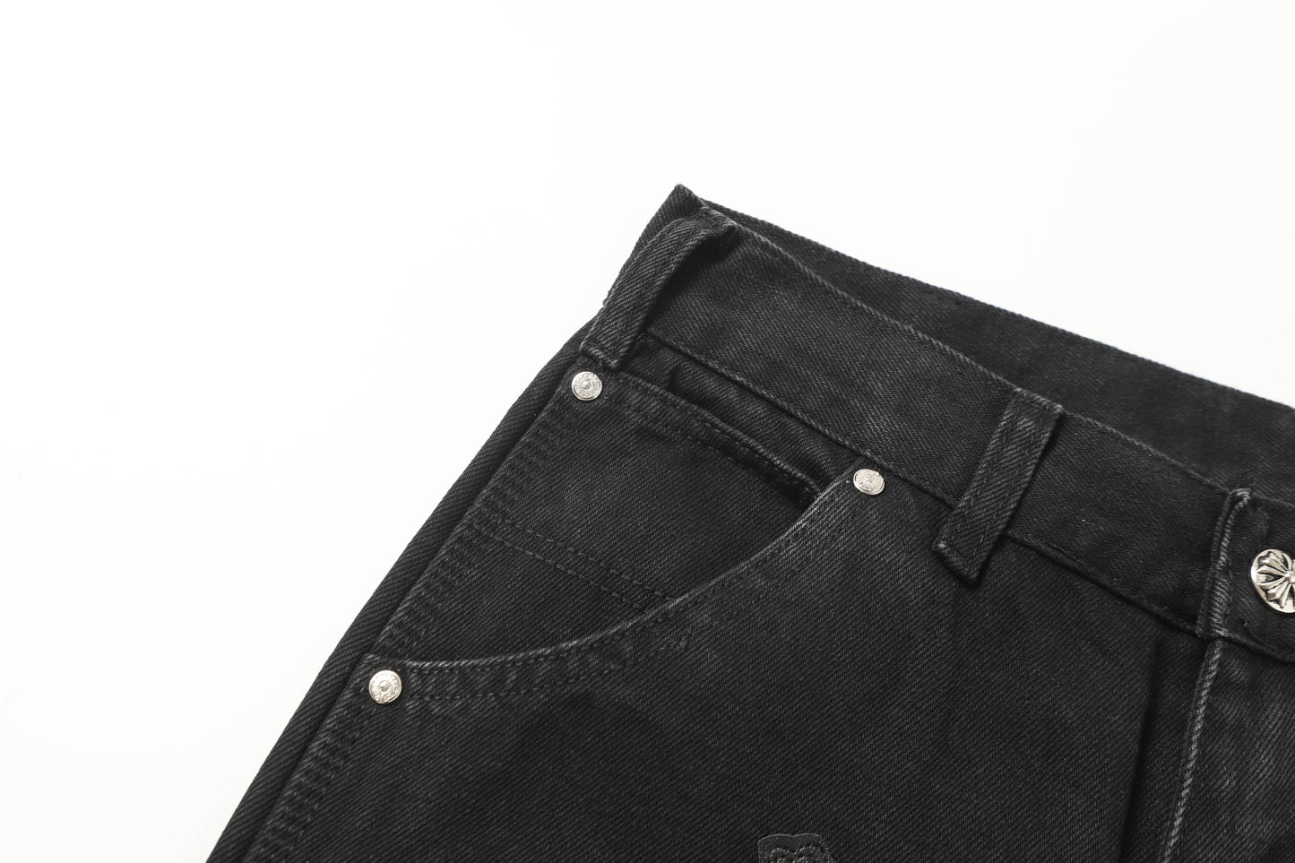 Chrome Hearts Vintage Cross Patchwork Washed Carpenter Denim Shorts 9902