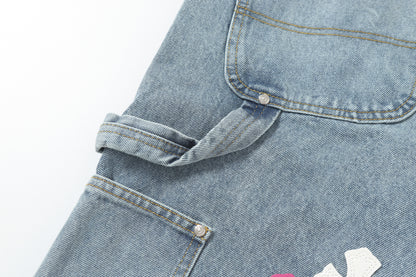 Chrome Hearts Vintage Cross Patchwork Washed Carpenter Denim Shorts 201