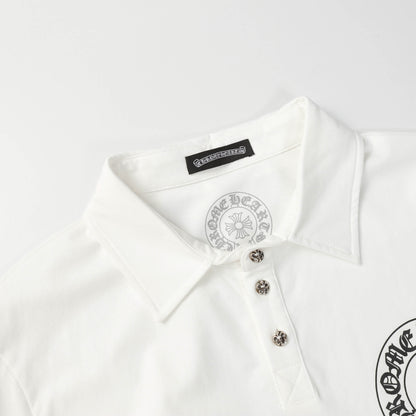 Chrome Hearts Horseshoe print lapel polo shirt 9995