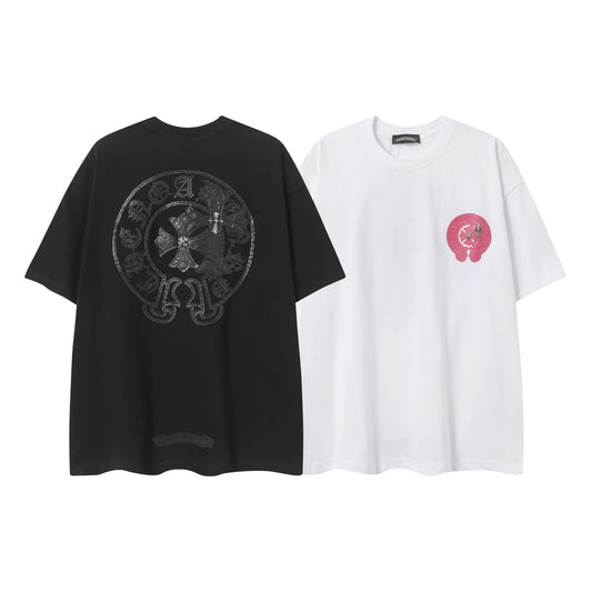 Chrome Hearts Fragmented Heart Cross Leather Tag Embroidered Shirt 2268