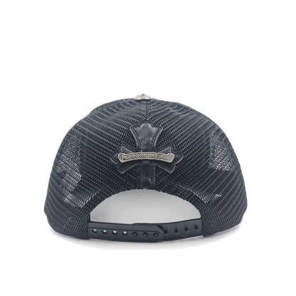 Chrome Hearts Cemetary Cross Leather Stitched Trucker Hat