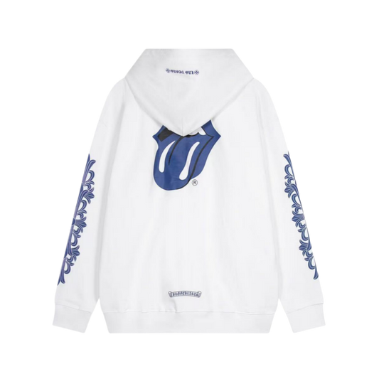 Chrome Hearts Rolling Stones Script Blue Logo Hoodie 9817