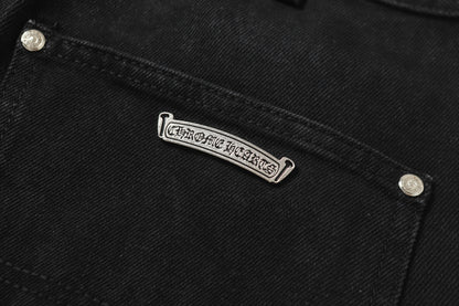 Chrome Hearts Vintage Cross Patchwork Washed Carpenter Denim Shorts 9902