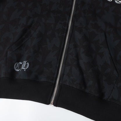 Chrome Hearts Black Tonal Monogram Scroll Horseshoe Logo Zip Up Hoodie 9818